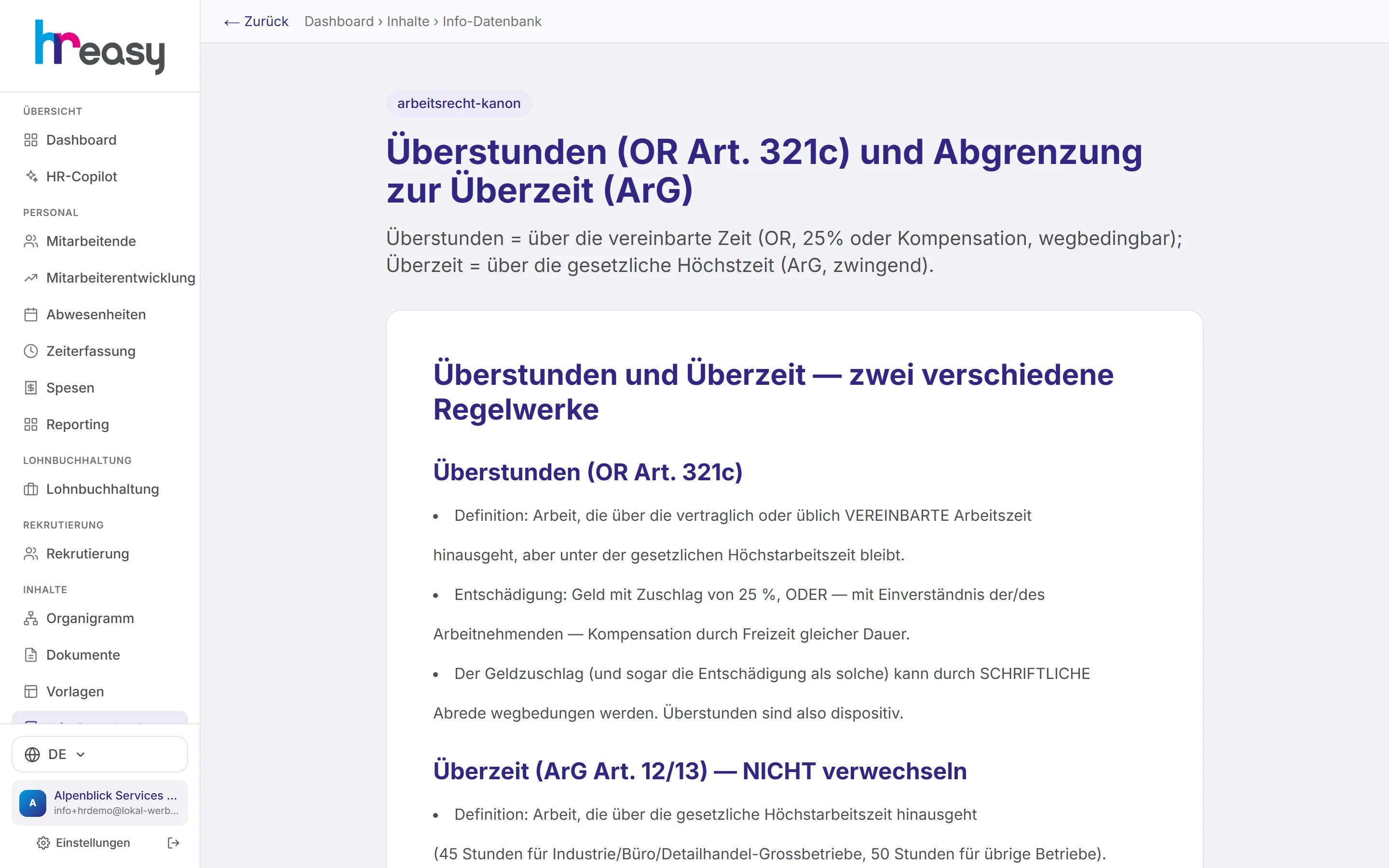 Kanon-Artikel zu Überstunden und Überzeit mit Gesetzesbezug